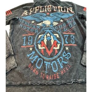 Alflication American Customs Biker Eagle Black Zip Hoodie Mens Size S (40)
